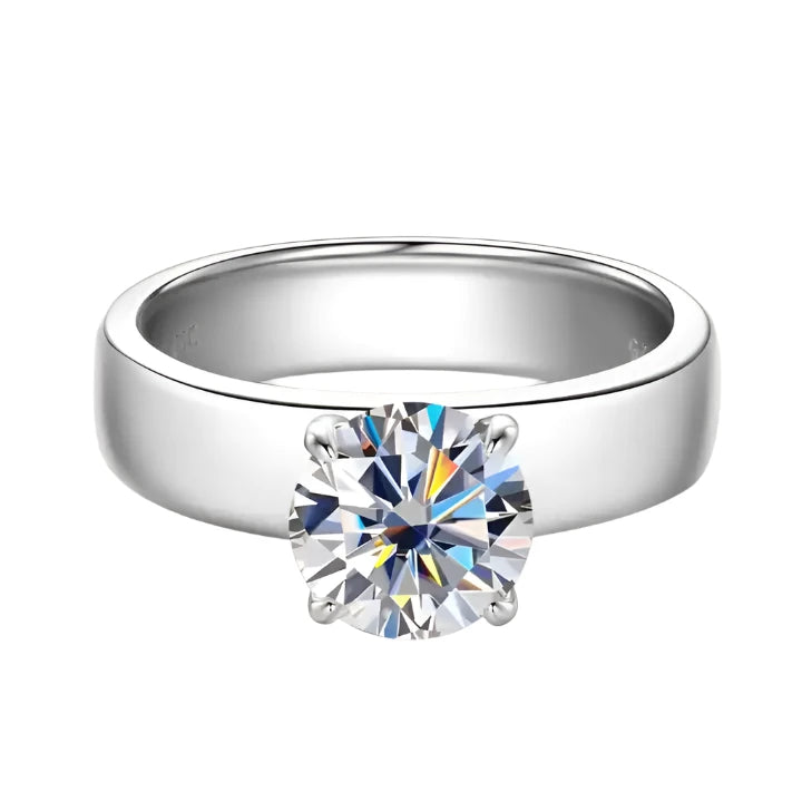 Certified 2CT Moissanite Solitaire Ring - 8mm Chunky Band
