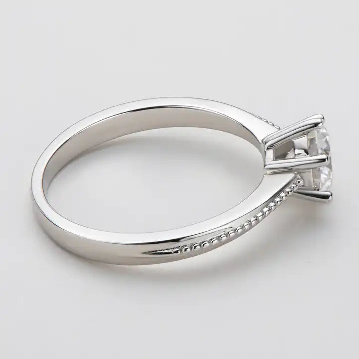 GRA-Certified 1 Carat Moissanite Engagement Ring, 6.5mm Round Cut