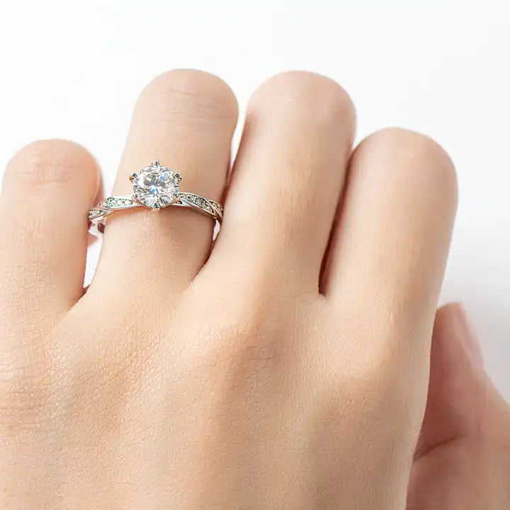 1 Carat Moissanite Engagement Ring - 6.5mm Solitaire