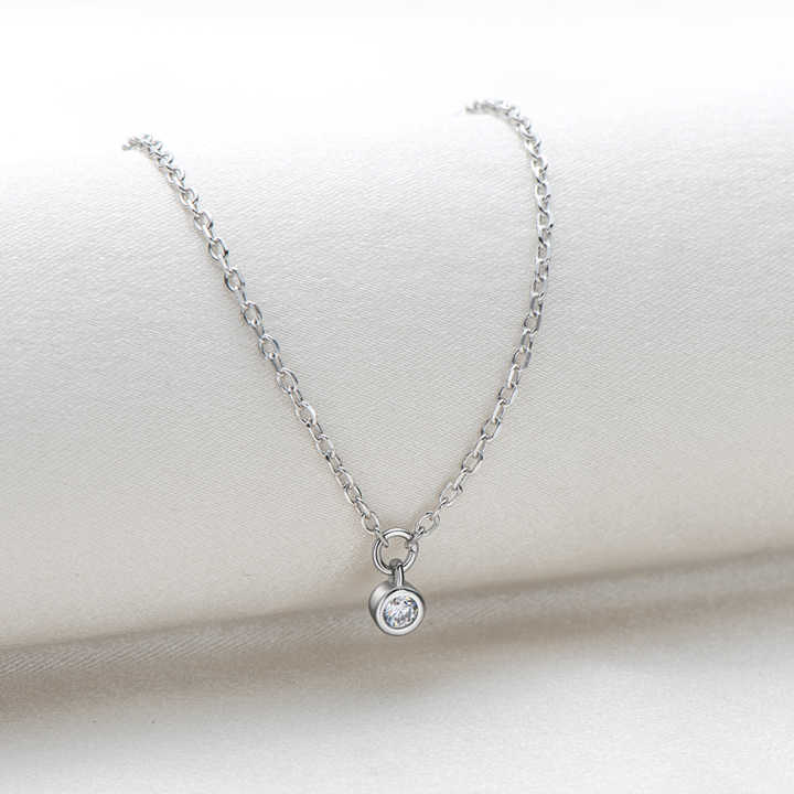 Moissanite Bezel-Set Choker Necklace – 0.06 Carat Round Cut