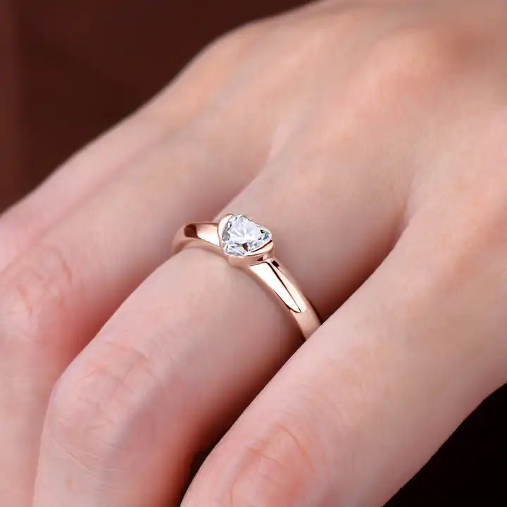 0.5ct Heart-Shaped Moissanite Solitaire Ring - Romantic Engagement Design
