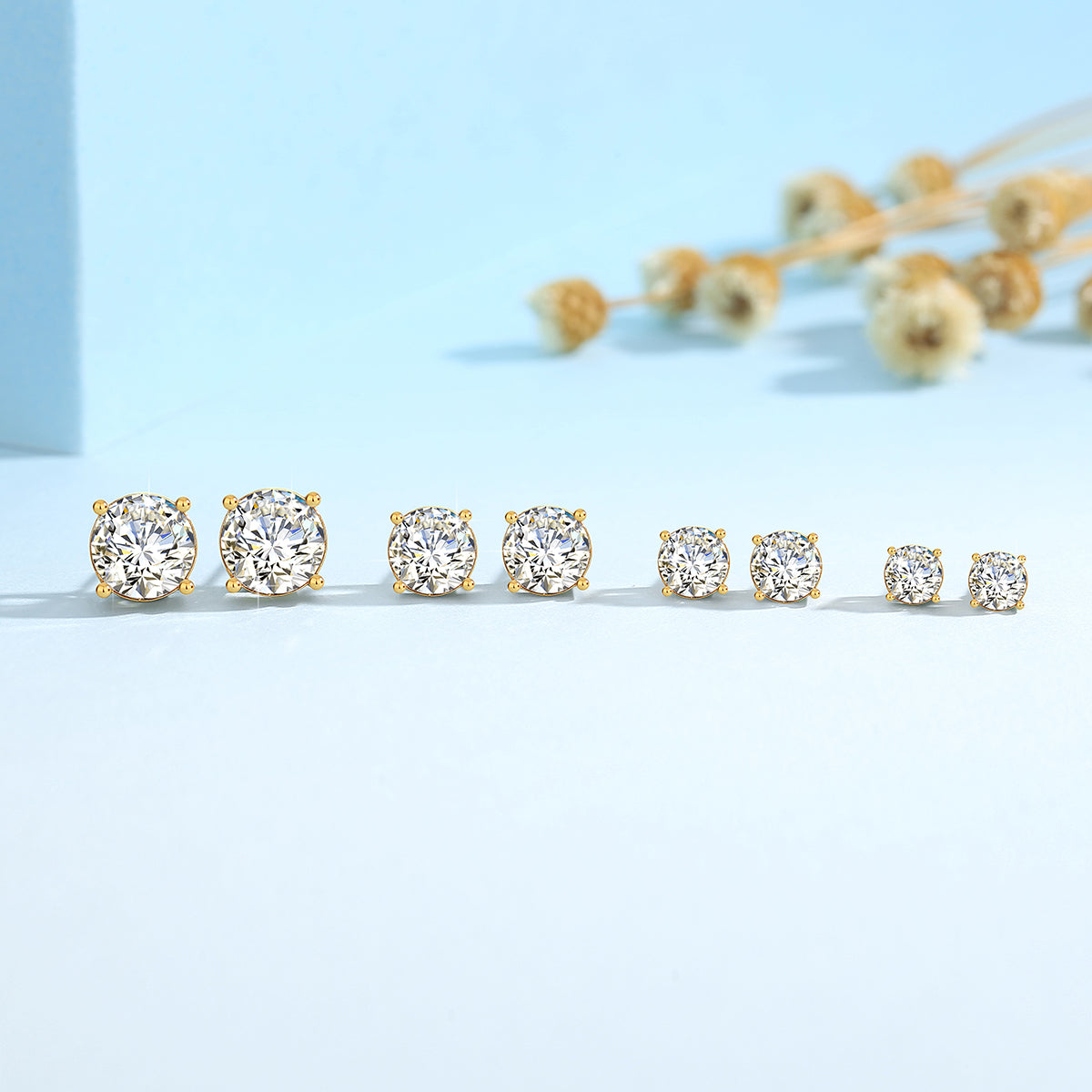 Moissanite Stud Round Brilliant Cut Earrings