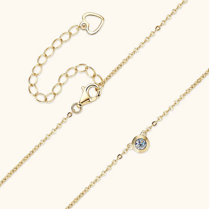 Classic Style Necklace with 3mm VVS1 Moissanite – Available in White, Yellow, and Rose Gold Plating