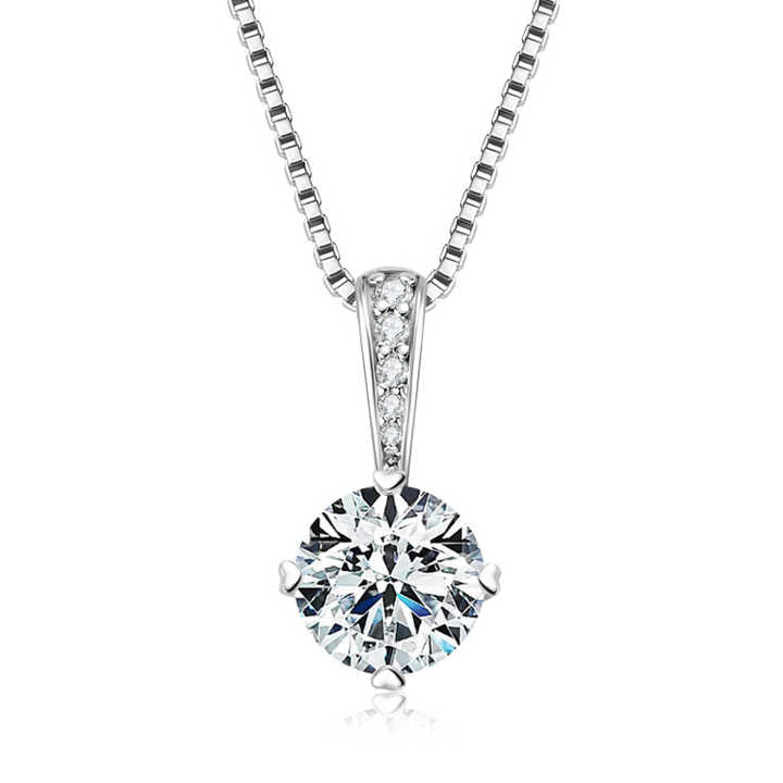 Moissanite Pendant Necklace with 1.0 Carat Round Brilliant-Cut Stone