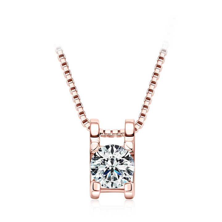 Moissanite Pendant Necklace with 0.5 Carat Round Brilliant-Cut Stone