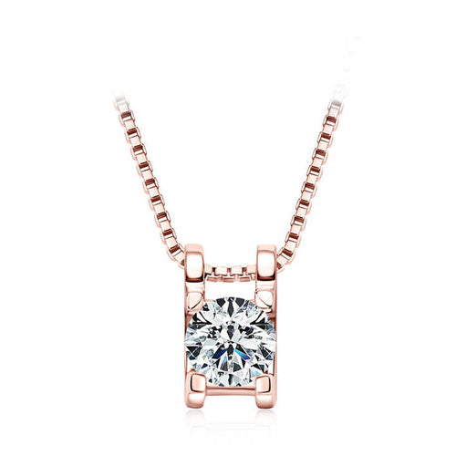 Moissanite Pendant Necklace with 0.5 Carat Round Brilliant-Cut Stone