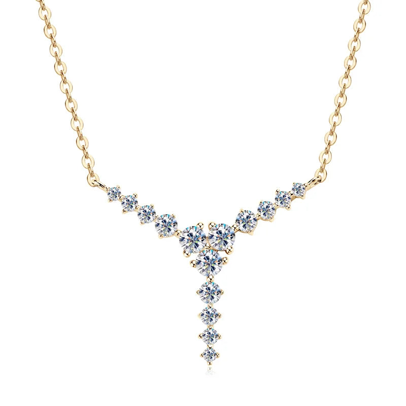 Luxury Moissanite Y-Shaped Pendant Necklace – Sparkling Design