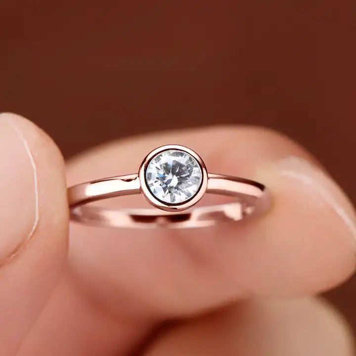 Elegant 0.5 Carat Moissanite Solitaire Ring - Bezel Set