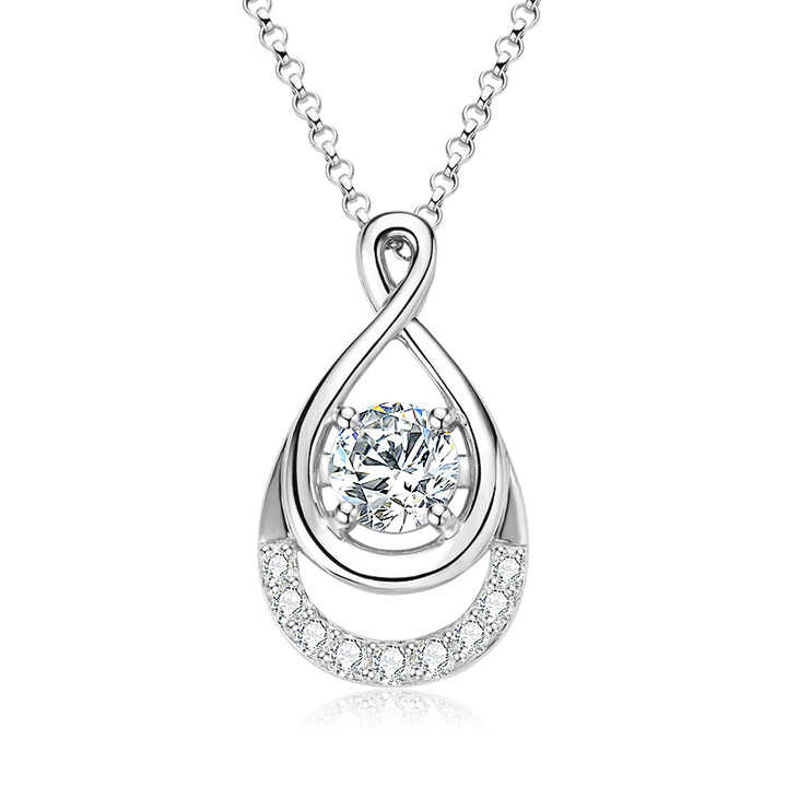 Moissanite Waterdrop Infinity Pendant Necklace – 1.0 Carat