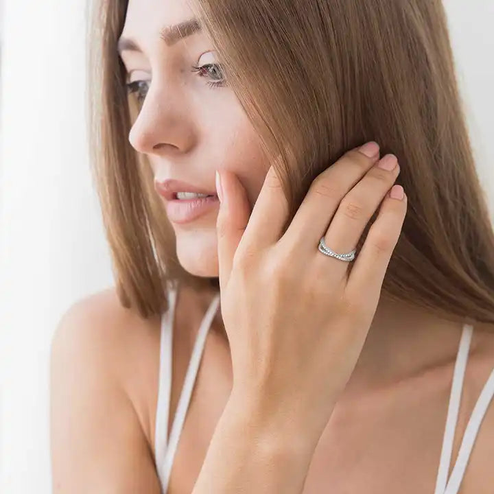 1.3mm Moissanite X Half Eternity Band - GRA Certified