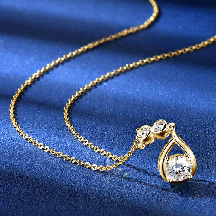 Moissanite Waterdrop Pendant Necklace – 6.5mm & 3mm D Color VVS