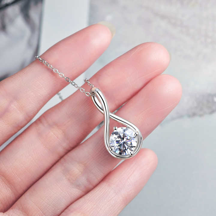 Infinity Tree of Life Heart Pendant Necklace with Moissanite