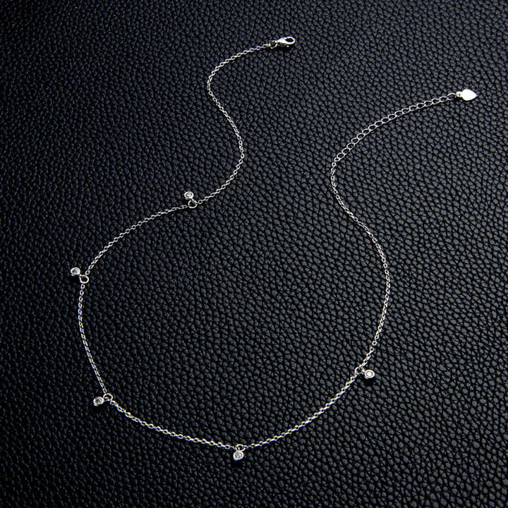 Moissanite Charm Choker Necklace – 0.3 Carat Round Cut
