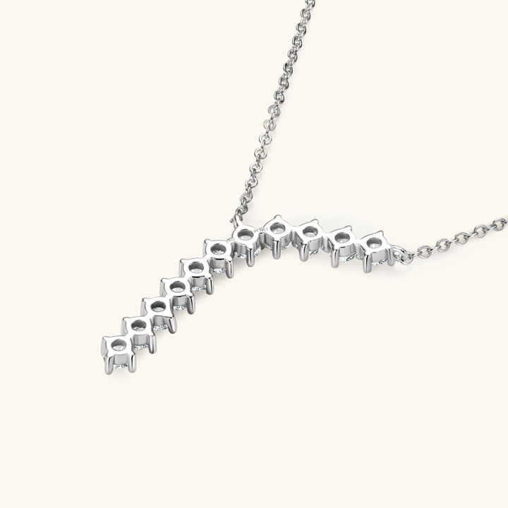 Delicate Moissanite Y Lariat Necklace – 3mm Round Cut
