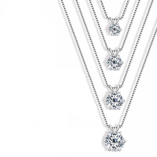 Classic Six-Prong Moissanite Pendant Necklace – Available in 5mm, 6.5mm, 8mm, and 9mm