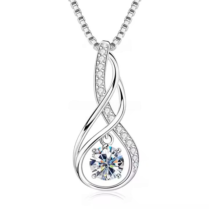 Infinity Tree of Life Heart Pendant Necklace with Moissanite