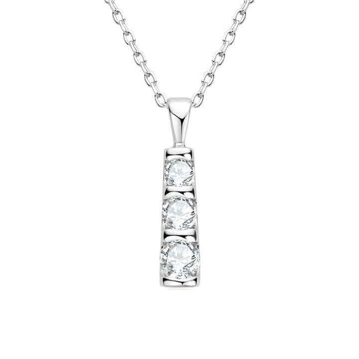 Moissanite Three-Stone Bar Pendant Necklace