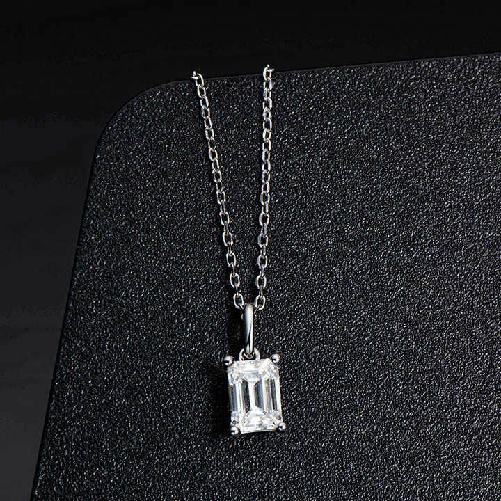 Moissanite Emerald Cut Pendant Necklace