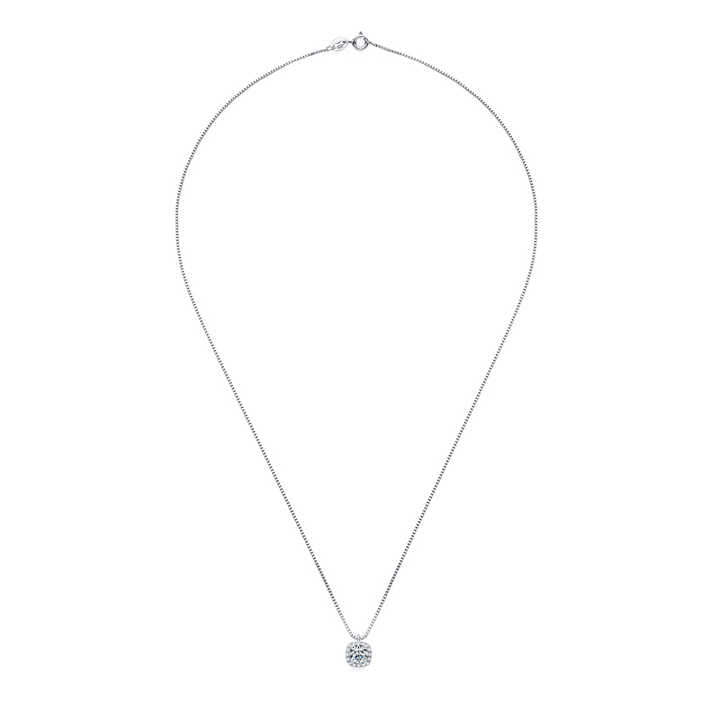 Moissanite Solitaire Choker Necklace with 5mm D Color Round Brilliant-Cut Stone