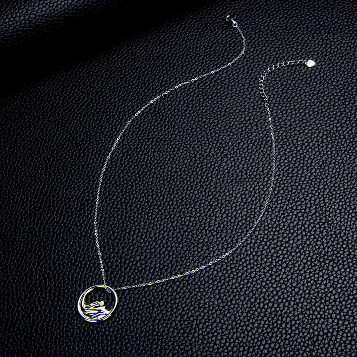 Moissanite D Color Certified Three-Stone Pendant Necklace