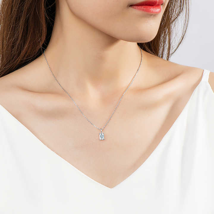 Moissanite Emerald Cut Pendant Necklace