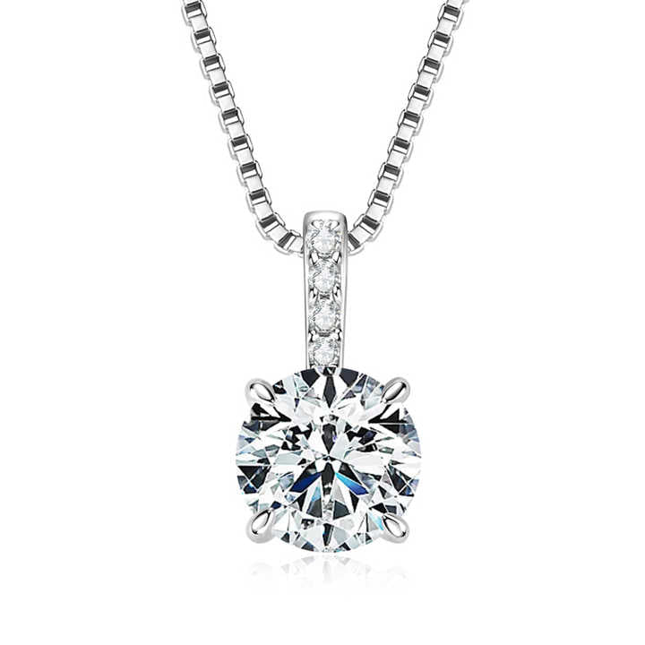 Moissanite Diamond Pendant Necklace with 1.0 Carat Round Brilliant-Cut