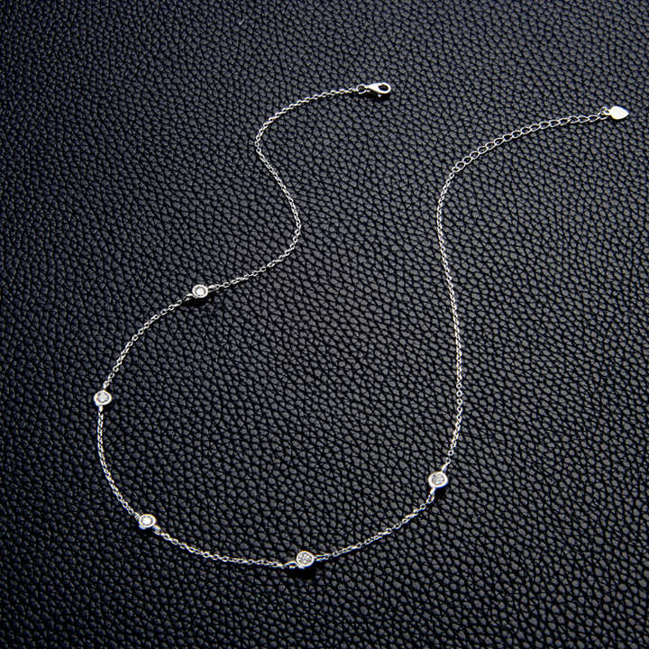 Multilayer Moissanite Bezel Choker Necklace – 4mm Round Cut