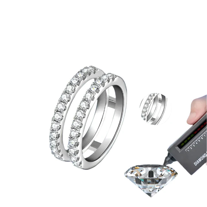 D Color 2mm Moissanite Double Row Ring Band