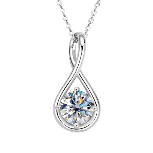 Moissanite Infinity Pendant Necklace with 2.0 Carat Round Brilliant Cut (8.0mm)