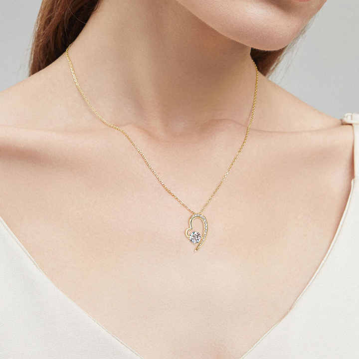 Heart-Shaped Moissanite Pendant Necklace – 1 Carat, Romantic Design