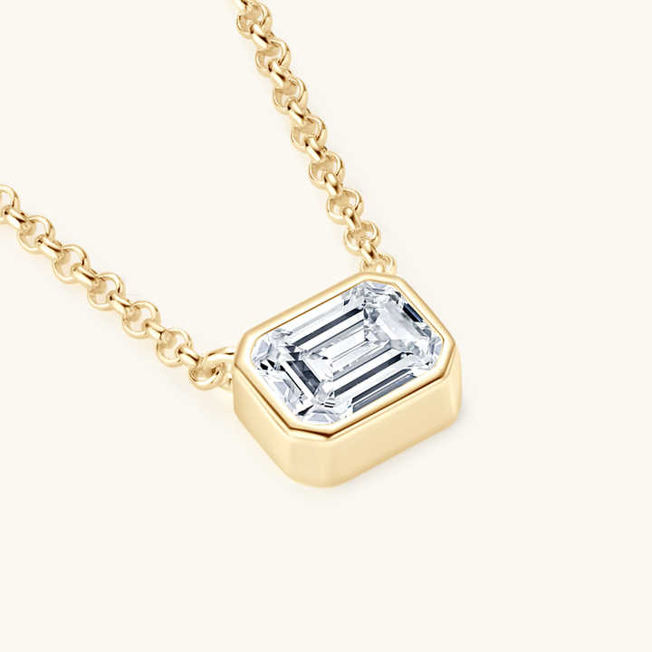 Moissanite Emerald Cut Pendant Necklace with 1.0 Carat D Color Stone