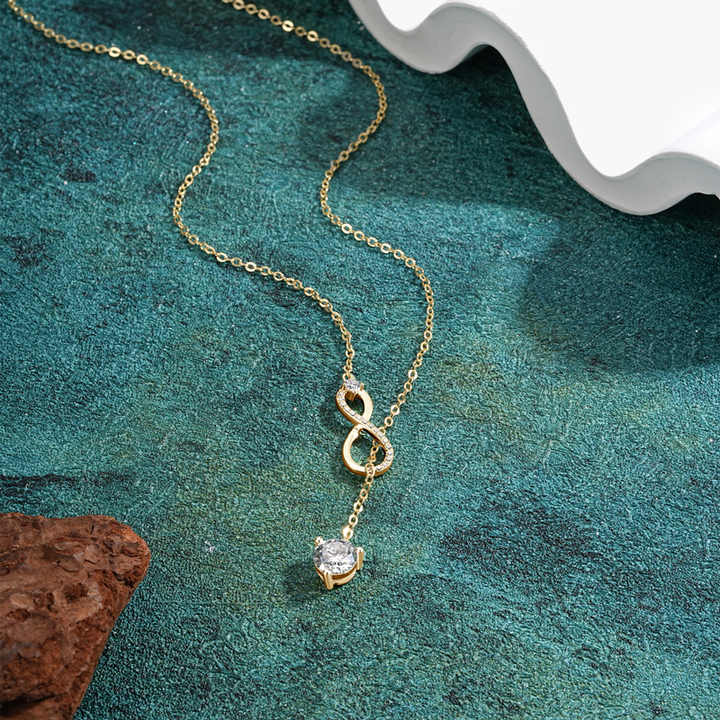 Y Lariat Moissanite Infinity Pendant Necklace – 1.26CTW Round Cut