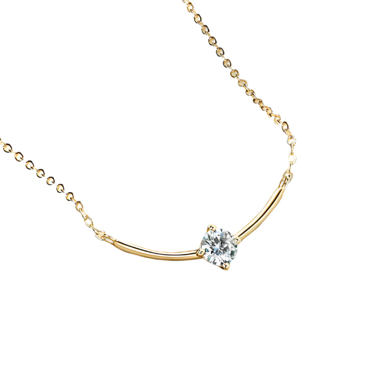 Delicate 14K Gold Plated Moissanite Pendant Necklace – 0.5 Carat