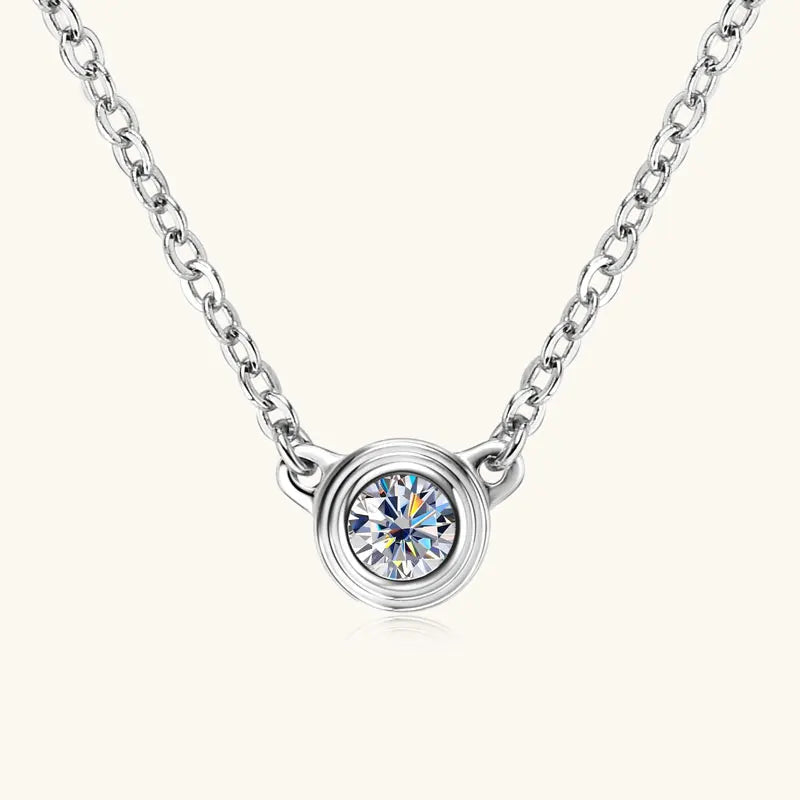 Classic Style Necklace with 3mm VVS1 Moissanite – Available in White, Yellow, and Rose Gold Plating