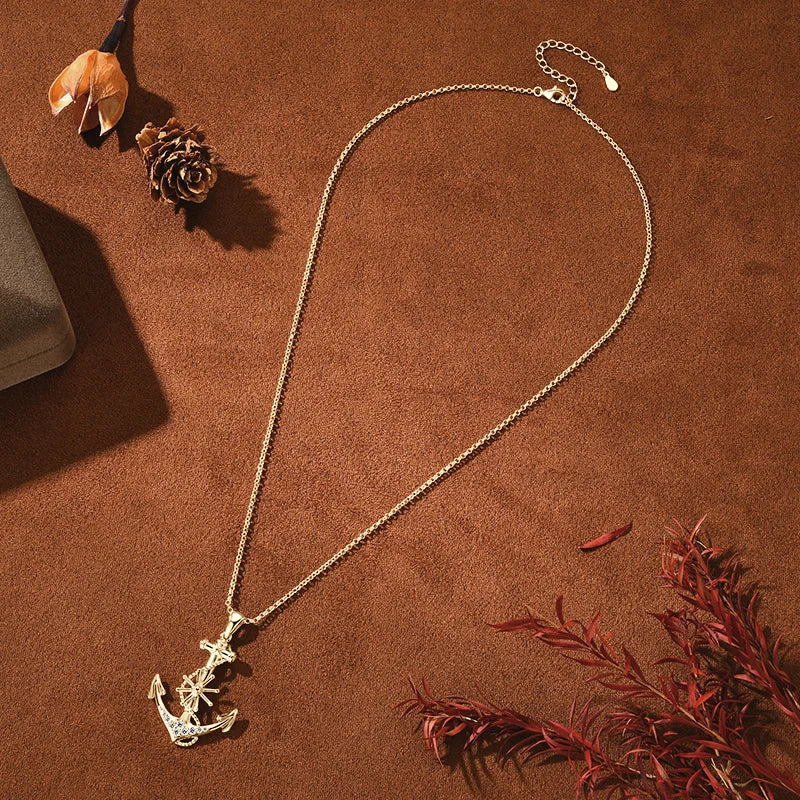 Anchor Charm Moissanite Pendant Necklace – Customizable Design