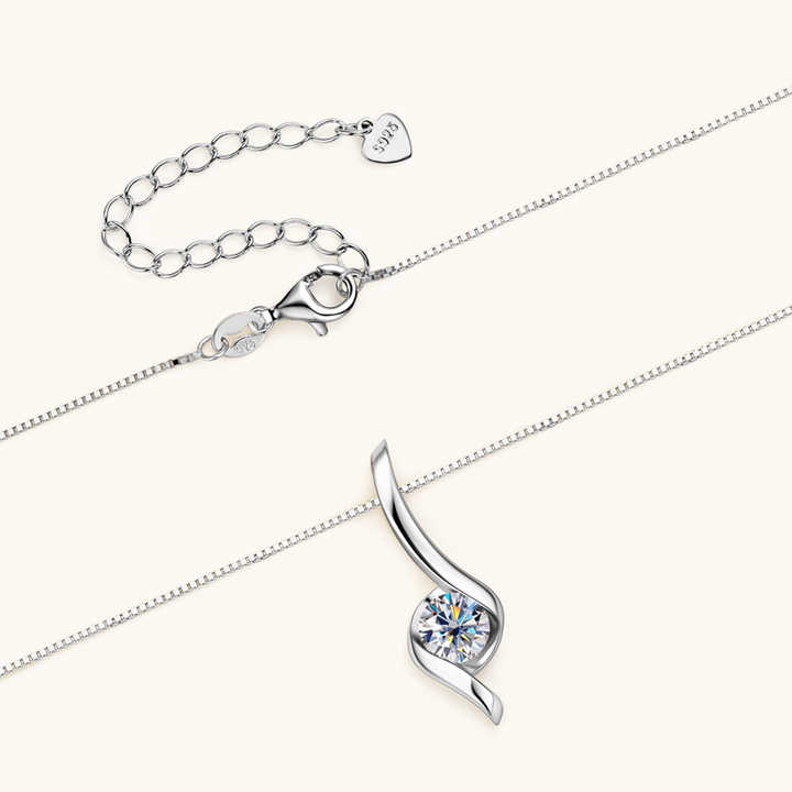Moissanite Twist Pendant Necklace with 1.0 Carat D Color Round Brilliant-Cut Stone