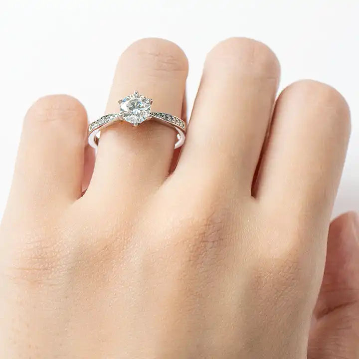1 Carat Moissanite Engagement Ring - 6.5mm Solitaire
