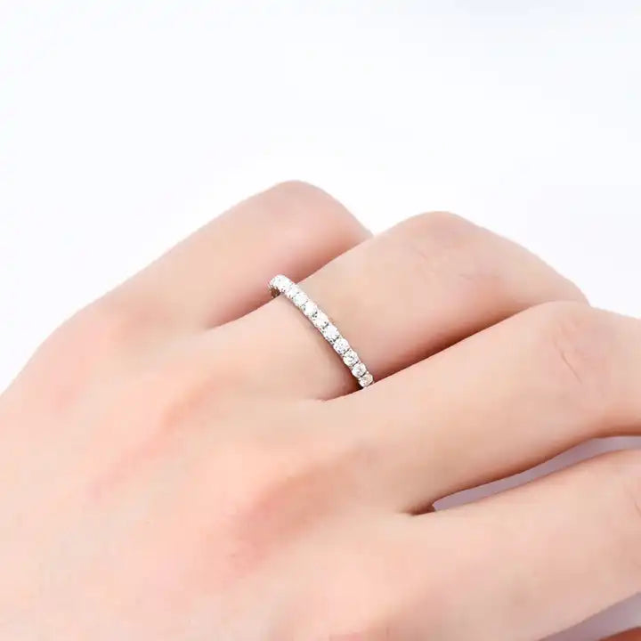 2mm Moissanite Full Eternity Band Brilliant Cut Ring