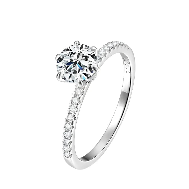 GRA-Certified 1CT Moissanite Engagement Ring - 6.5mm Solitaire