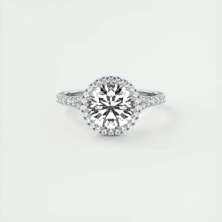 3 Carat Moissanite Flower Halo Wedding Ring - 9mm in