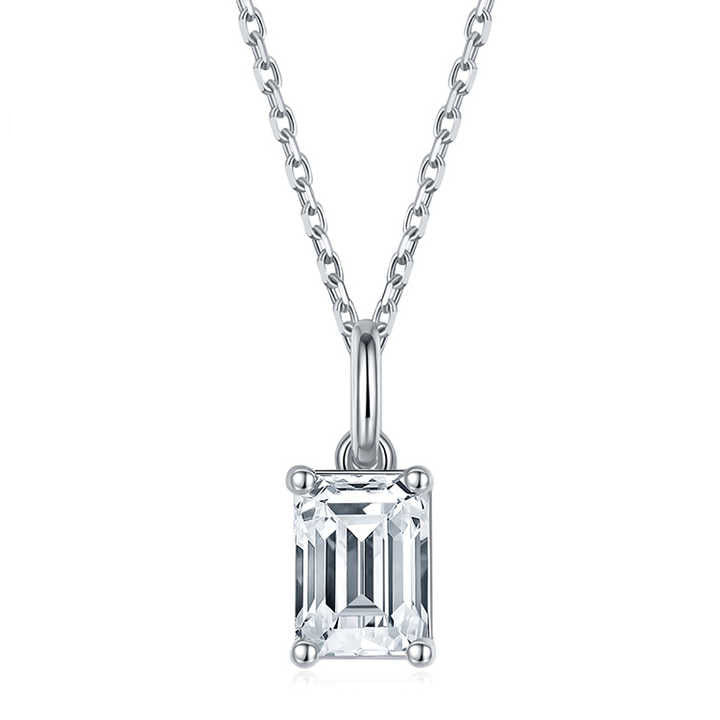 Moissanite Emerald Cut Pendant Necklace
