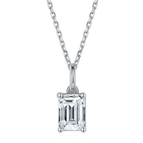 Moissanite Emerald Cut Pendant Necklace