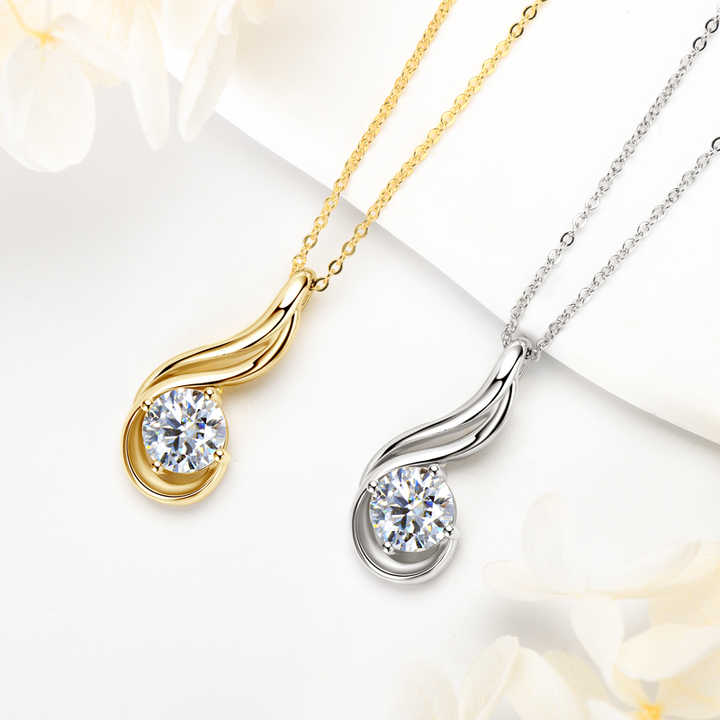 Moissanite Pendant Necklace with 2.0 Carat Round Brilliant-Cut Stone