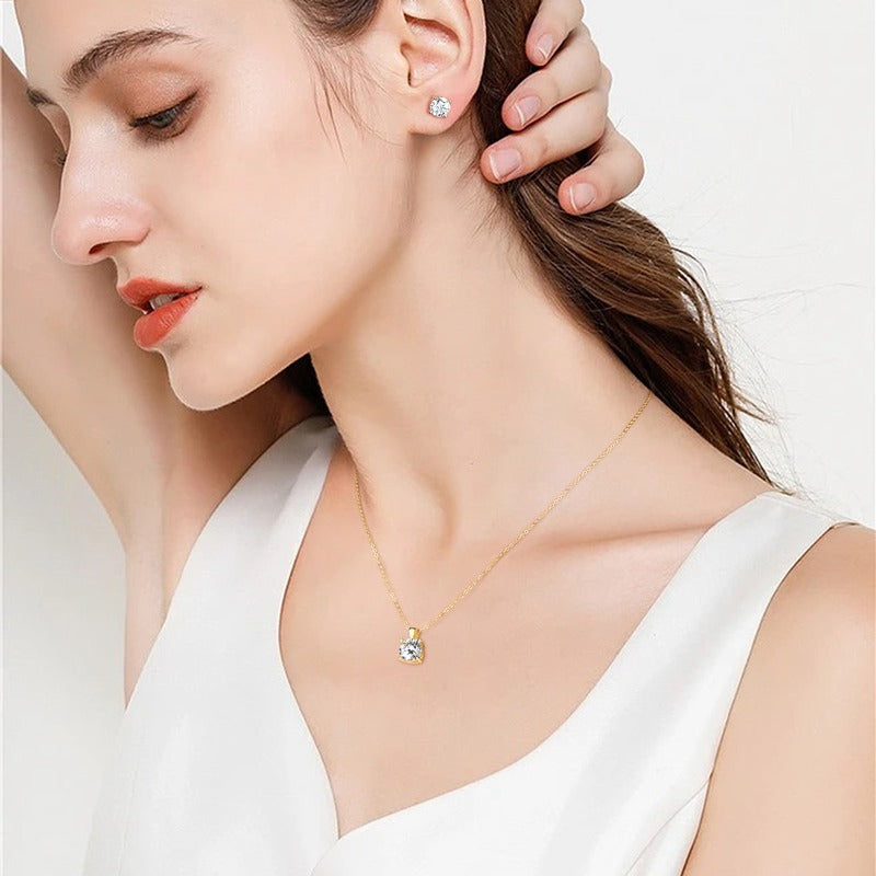 Luxury Solitaire Moissanite Necklace (FREE Earrings included)