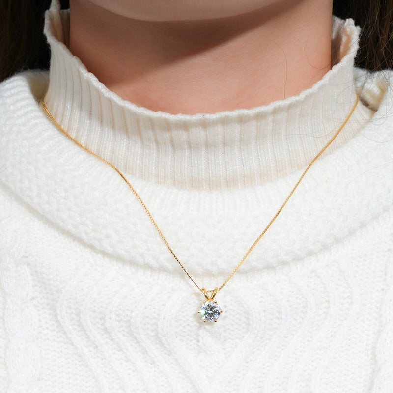 Luxury Solitaire Moissanite Necklace (FREE Earrings included)