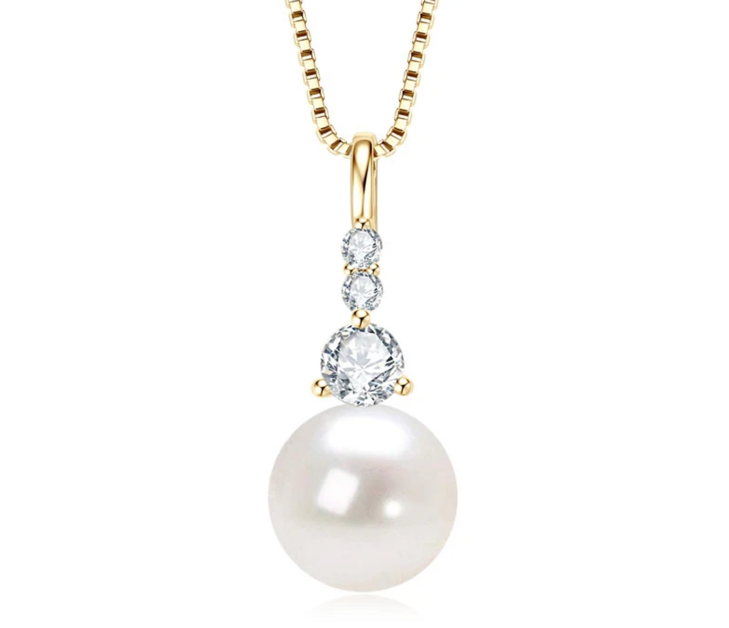Beautiful Natural Freshwater Pearl & Moissanite Necklace