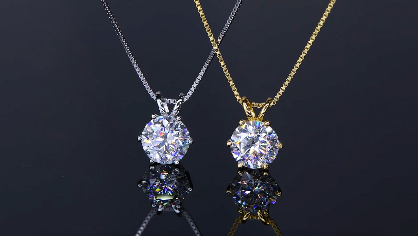 Luxury Solitaire Moissanite Necklace (FREE Earrings included)