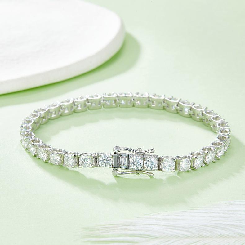 Classical Tennis Chain Ox Head Prong Moissanite Bracelets