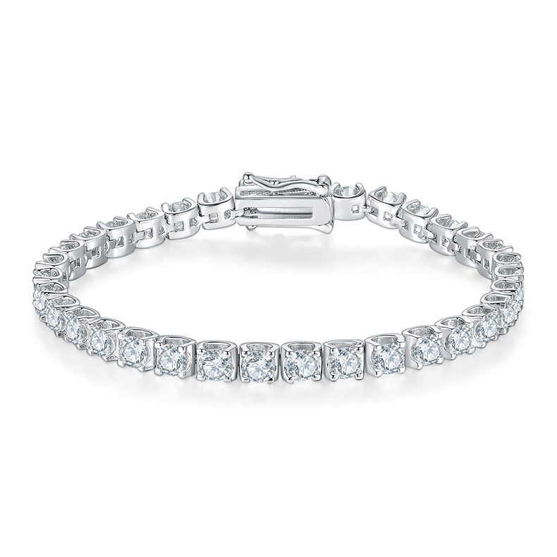 Moissanite Classical Ox Head Four Prongs Tennis Chain 18K Plated Platinum Bracelets for Women
