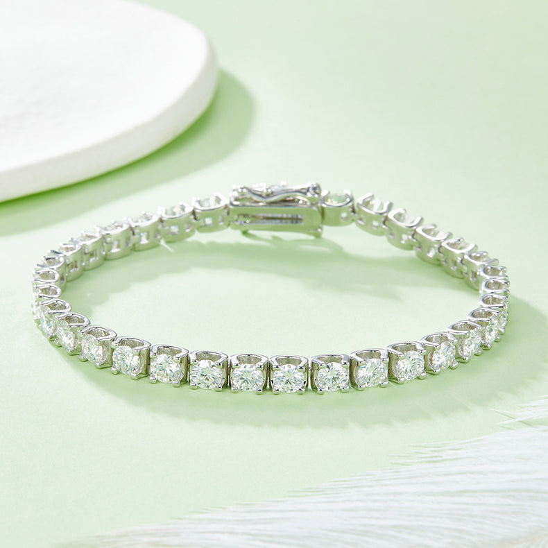 Classical Tennis Chain Ox Head Prong Moissanite Bracelets